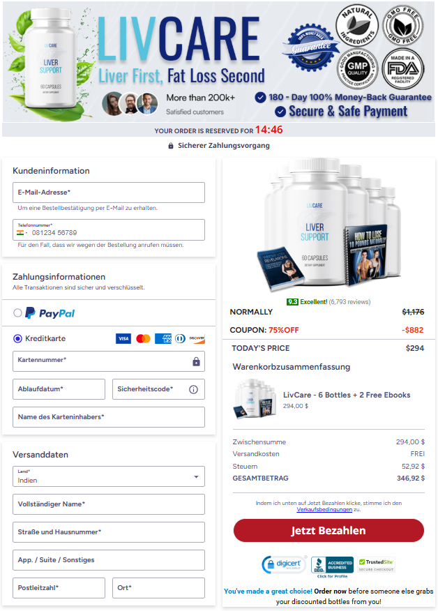 LivCare order page